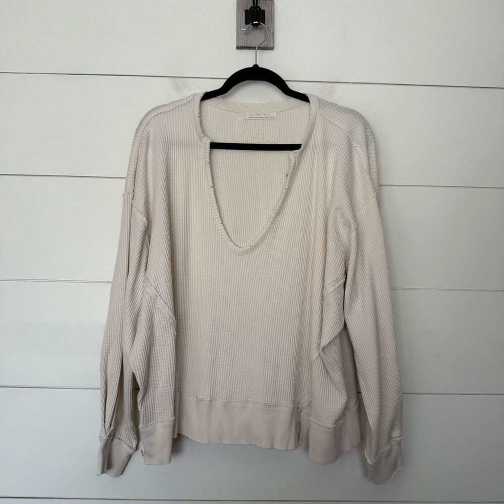 Free People We the Free Women’s XS Cream Longsleeve Vneck Boho Flowy